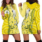 Australia Wattle Day Hoodie Dress Sulphur-crested Cockatoo Aboriginal Pattern
