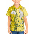 Australia Wattle Day Kid Hawaiian Shirt Sulphur-crested Cockatoo Aboriginal Pattern