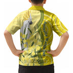 Australia Wattle Day Kid Hawaiian Shirt Sulphur-crested Cockatoo Aboriginal Pattern