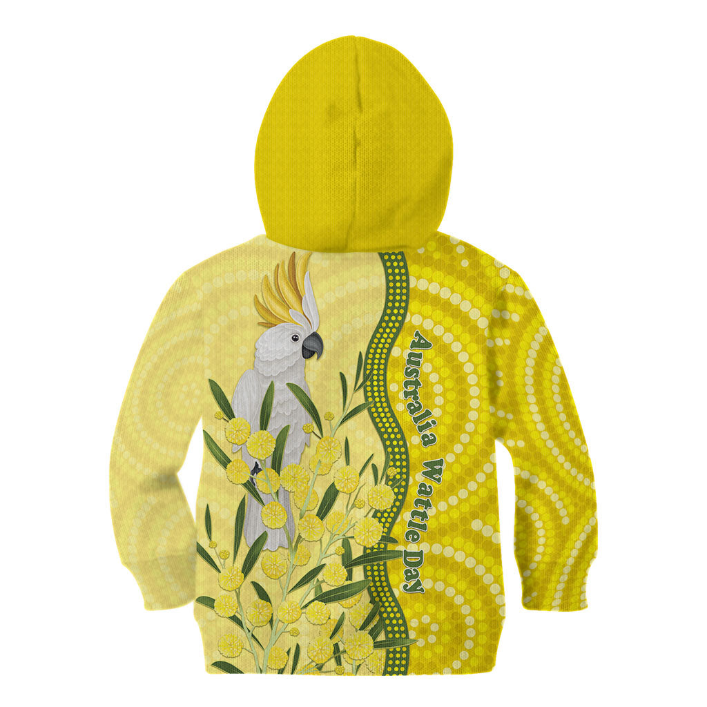 Australia Wattle Day Kid Hoodie Sulphur-crested Cockatoo Aboriginal Pattern
