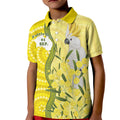 Australia Wattle Day Kid Polo Shirt Sulphur-crested Cockatoo Aboriginal Pattern