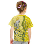 Australia Wattle Day Kid T Shirt Sulphur-crested Cockatoo Aboriginal Pattern