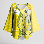 Australia Wattle Day Kimono Sleeve Blouse Sulphur-crested Cockatoo Aboriginal Pattern