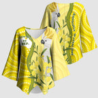 Australia Wattle Day Kimono Sleeve Blouse Sulphur-crested Cockatoo Aboriginal Pattern