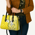 Australia Wattle Day Leather Bag Sulphur-crested Cockatoo Aboriginal Pattern