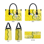 Australia Wattle Day Leather Bag Sulphur-crested Cockatoo Aboriginal Pattern