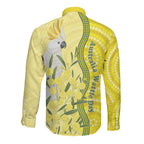 Australia Wattle Day Long Sleeve Button Shirt Sulphur-crested Cockatoo Aboriginal Pattern