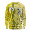 Australia Wattle Day Long Sleeve Shirt Sulphur-crested Cockatoo Aboriginal Pattern