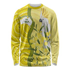 Australia Wattle Day Long Sleeve Shirt Sulphur-crested Cockatoo Aboriginal Pattern