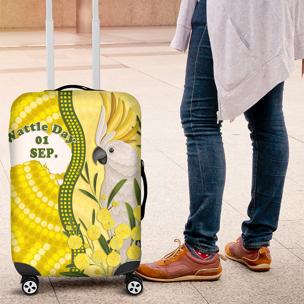 Australia Wattle Day Luggage Cover Sulphur-crested Cockatoo Aboriginal Pattern