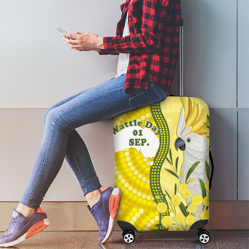 Australia Wattle Day Luggage Cover Sulphur-crested Cockatoo Aboriginal Pattern