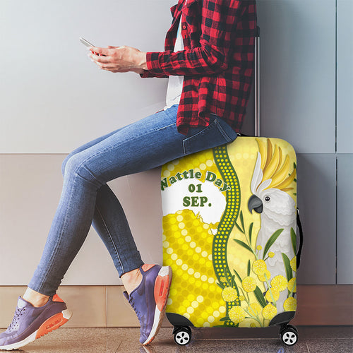 Australia Wattle Day Luggage Cover Sulphur-crested Cockatoo Aboriginal Pattern