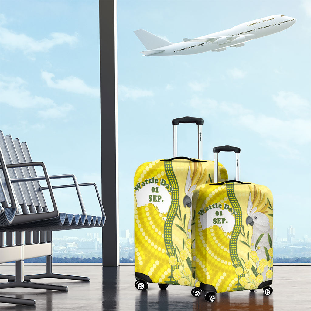 Australia Wattle Day Luggage Cover Sulphur-crested Cockatoo Aboriginal Pattern