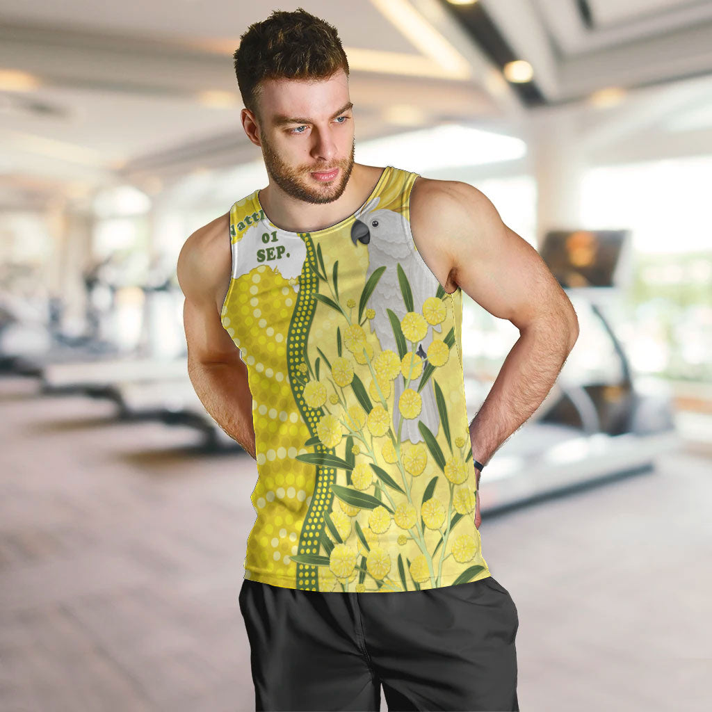 Australia Wattle Day Men Tank Top Sulphur-crested Cockatoo Aboriginal Pattern