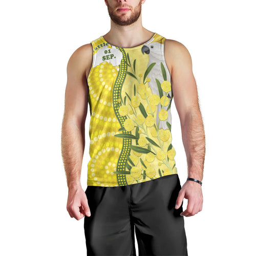 Australia Wattle Day Men Tank Top Sulphur-crested Cockatoo Aboriginal Pattern