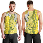Australia Wattle Day Men Tank Top Sulphur-crested Cockatoo Aboriginal Pattern