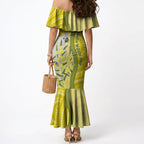 Australia Wattle Day Mermaid Dress Sulphur-crested Cockatoo Aboriginal Pattern