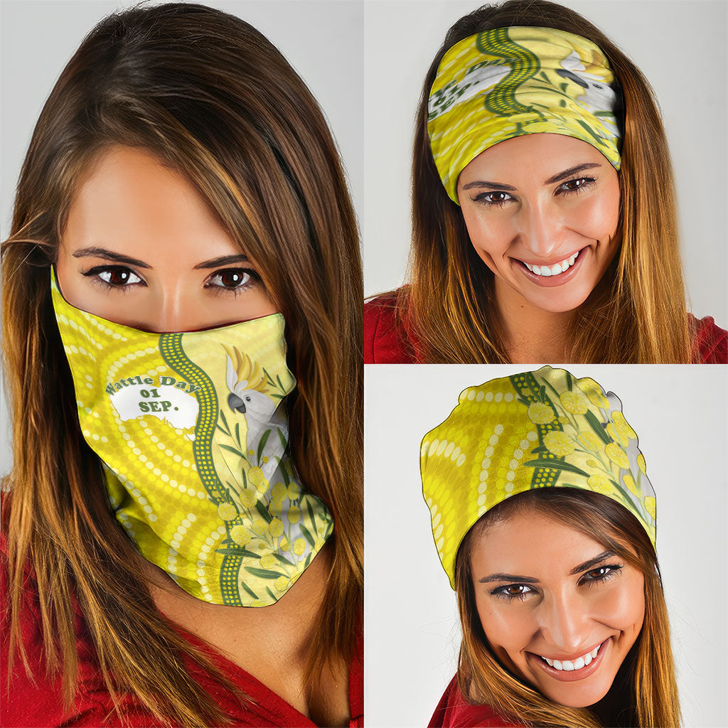 Australia Wattle Day Neck Gaiter Sulphur-crested Cockatoo Aboriginal Pattern