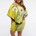 Australia Wattle Day Off Shoulder Short Dress Sulphur-crested Cockatoo Aboriginal Pattern