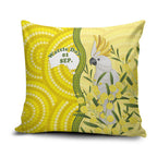 Australia Wattle Day Pillow Cover Sulphur-crested Cockatoo Aboriginal Pattern