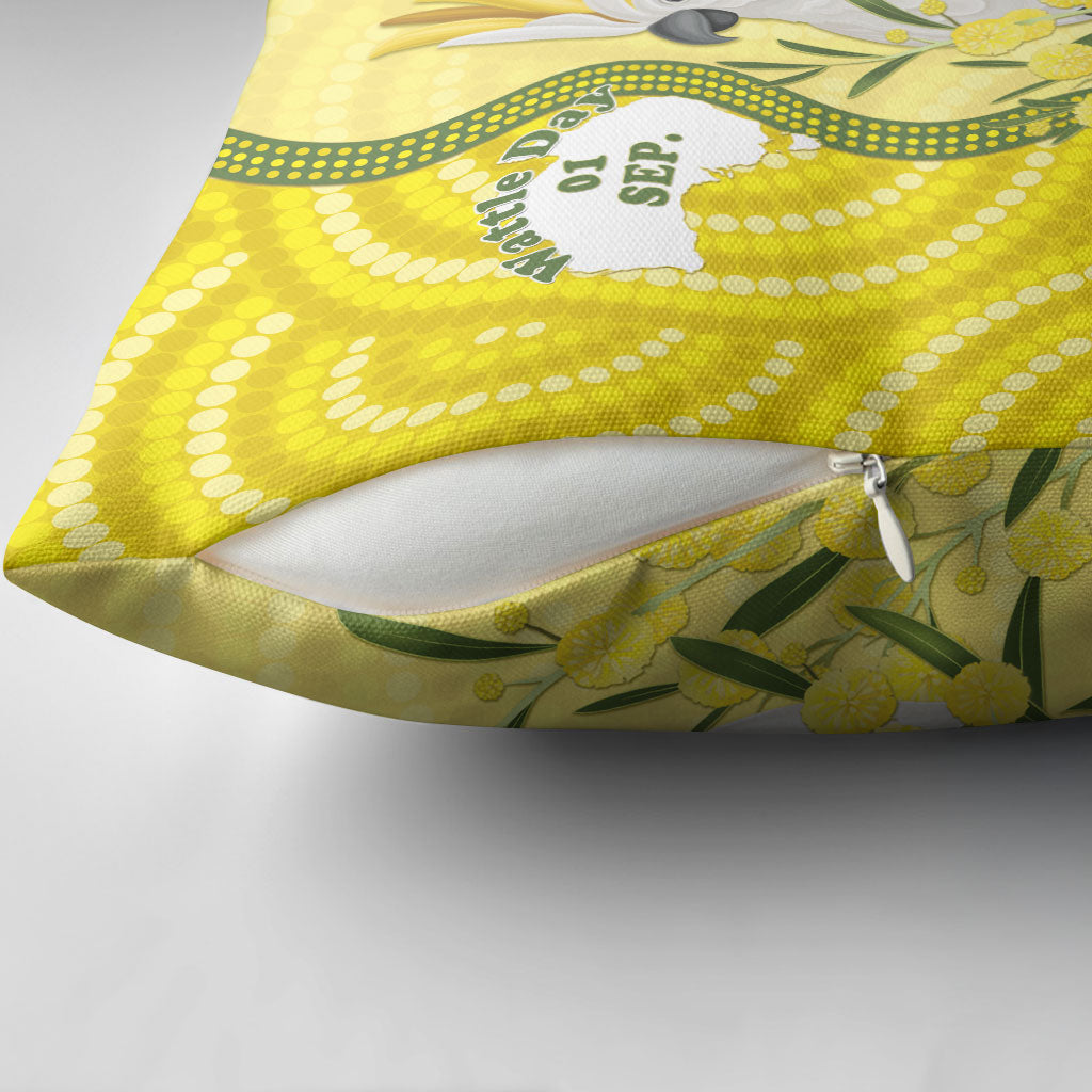 Australia Wattle Day Pillow Cover Sulphur-crested Cockatoo Aboriginal Pattern