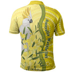 Australia Wattle Day Polo Shirt Sulphur-crested Cockatoo Aboriginal Pattern