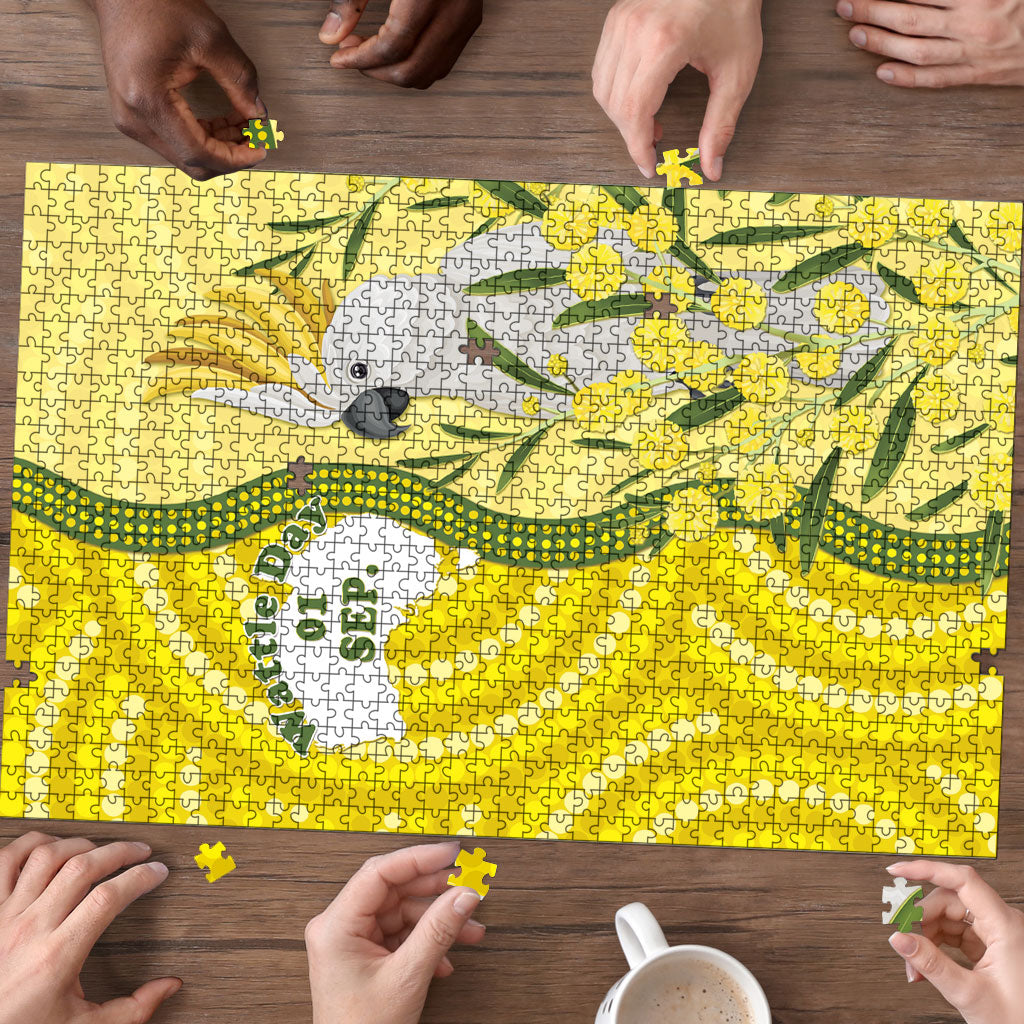Australia Wattle Day Puzzle Sulphur-crested Cockatoo Aboriginal Pattern