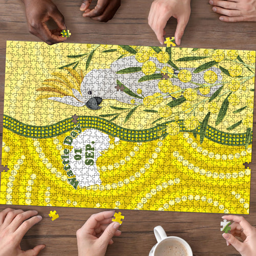 Australia Wattle Day Puzzle Sulphur-crested Cockatoo Aboriginal Pattern