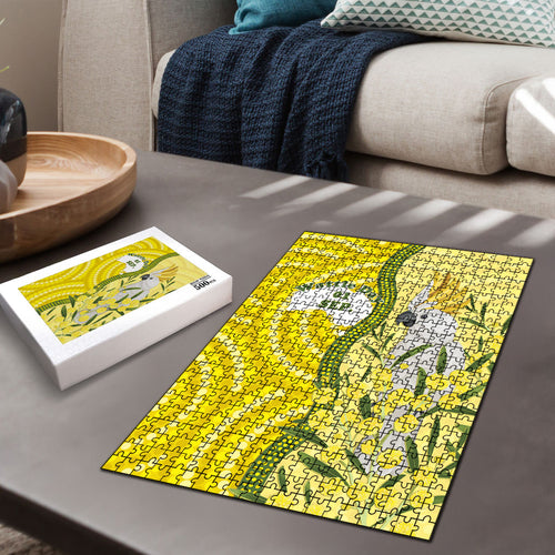 Australia Wattle Day Puzzle Sulphur-crested Cockatoo Aboriginal Pattern