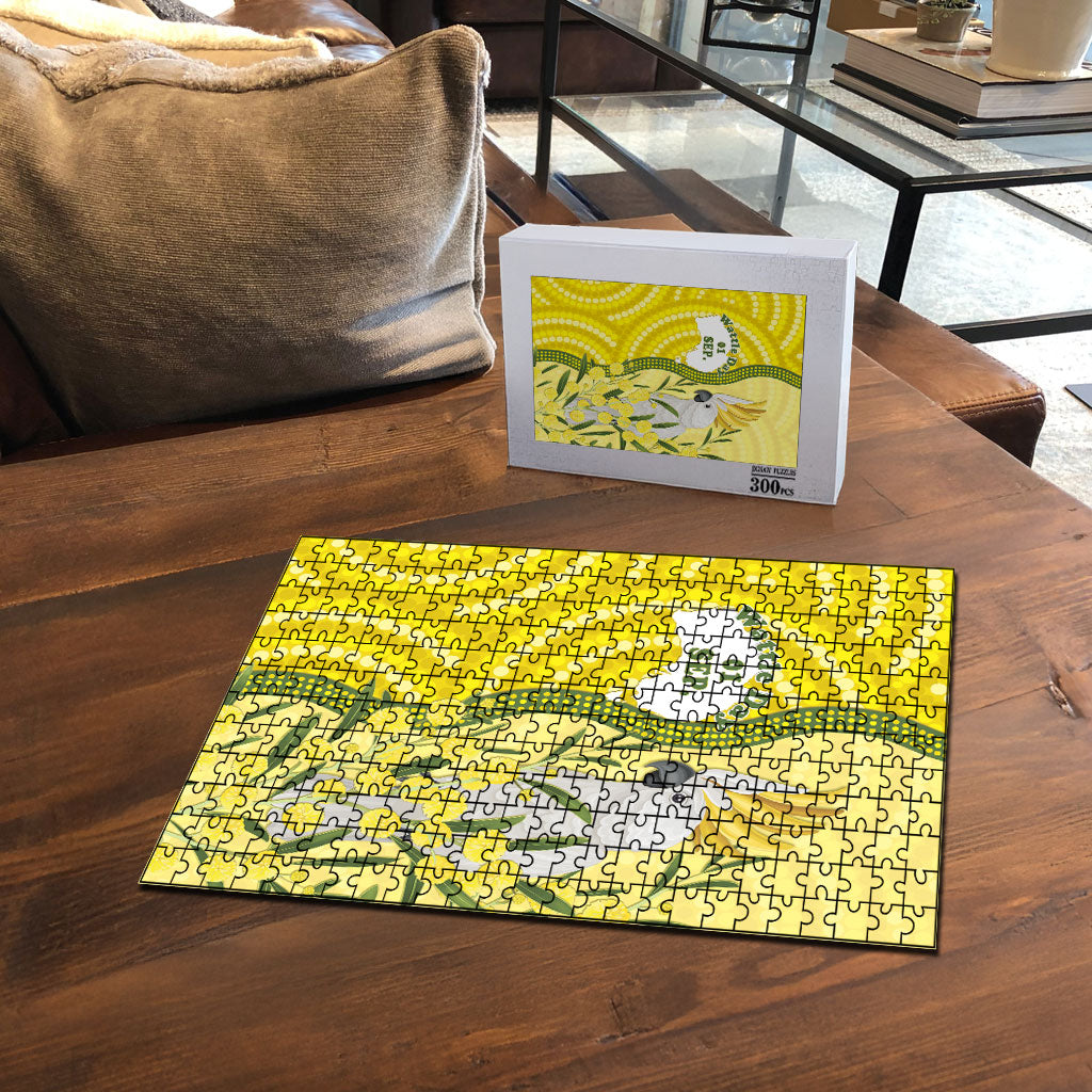 Australia Wattle Day Puzzle Sulphur-crested Cockatoo Aboriginal Pattern