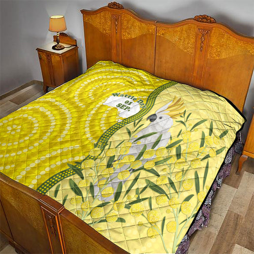 Australia Wattle Day Quilt Sulphur-crested Cockatoo Aboriginal Pattern