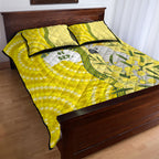 Australia Wattle Day Quilt Bed Set Sulphur-crested Cockatoo Aboriginal Pattern