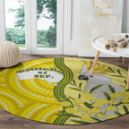 Australia Wattle Day Round Carpet Sulphur-crested Cockatoo Aboriginal Pattern