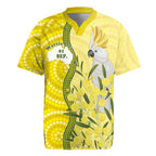 Australia Wattle Day Rugby Jersey Sulphur-crested Cockatoo Aboriginal Pattern