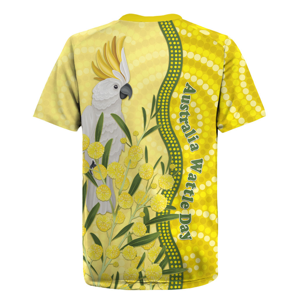 Australia Wattle Day Rugby Jersey Sulphur-crested Cockatoo Aboriginal Pattern