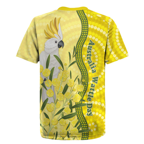 Australia Wattle Day Rugby Jersey Sulphur-crested Cockatoo Aboriginal Pattern