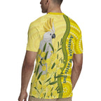 Australia Wattle Day Rugby Jersey Sulphur-crested Cockatoo Aboriginal Pattern