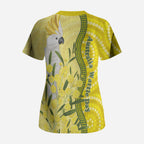 Australia Wattle Day Scrub Top Sulphur-crested Cockatoo Aboriginal Pattern