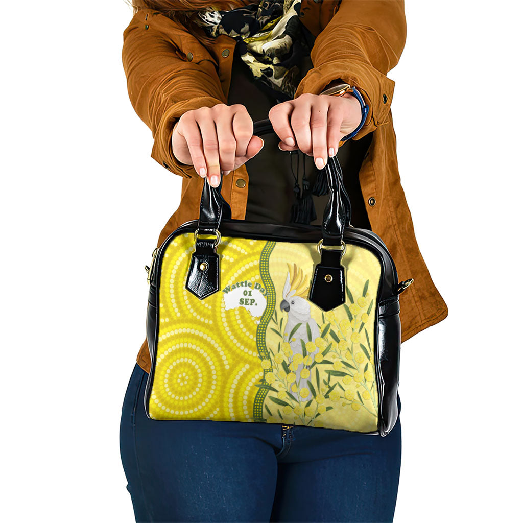 Australia Wattle Day Shoulder Handbag Sulphur-crested Cockatoo Aboriginal Pattern
