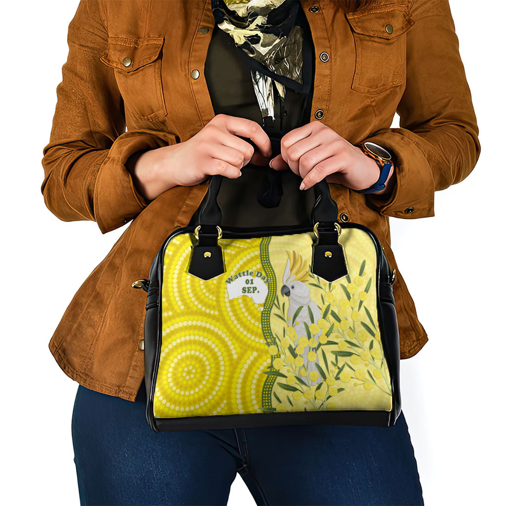 Australia Wattle Day Shoulder Handbag Sulphur-crested Cockatoo Aboriginal Pattern