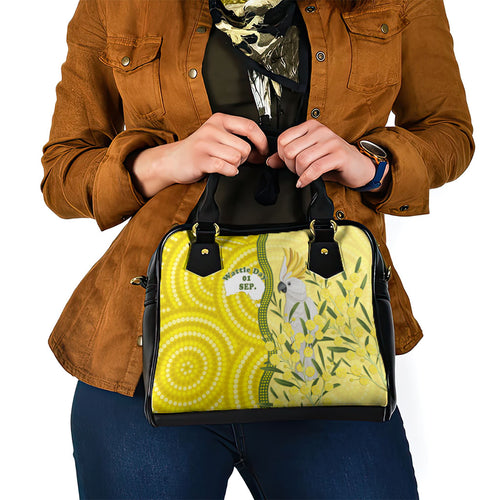 Australia Wattle Day Shoulder Handbag Sulphur-crested Cockatoo Aboriginal Pattern