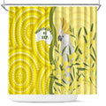 Australia Wattle Day Shower Curtain Sulphur-crested Cockatoo Aboriginal Pattern
