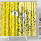 Australia Wattle Day Shower Curtain Sulphur-crested Cockatoo Aboriginal Pattern
