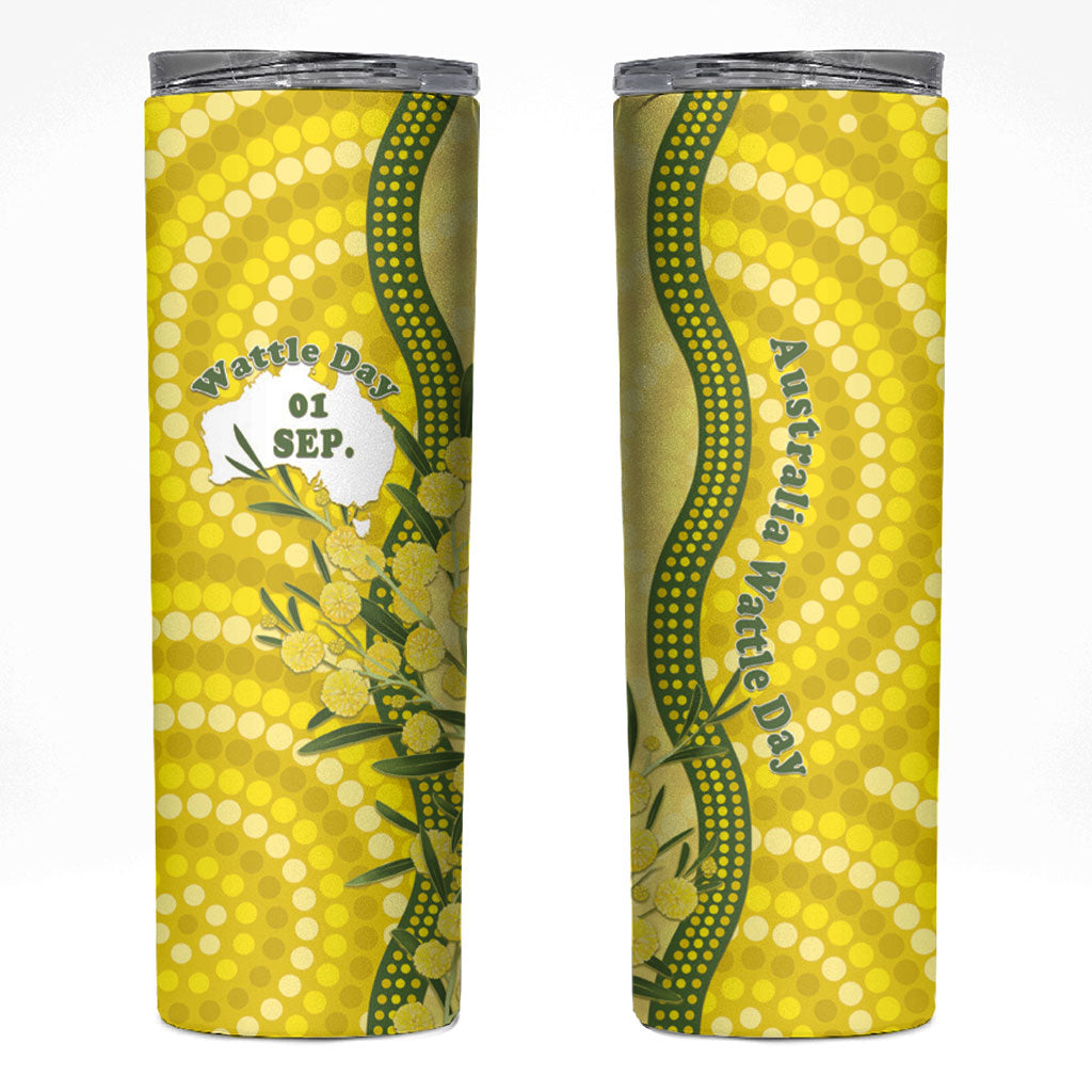 Australia Wattle Day Skinny Tumbler Sulphur-crested Cockatoo Aboriginal Pattern