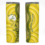 Australia Wattle Day Skinny Tumbler Sulphur-crested Cockatoo Aboriginal Pattern