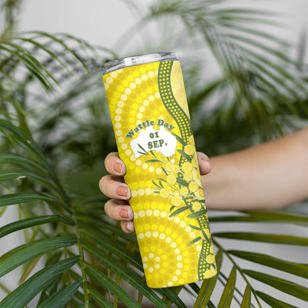 Australia Wattle Day Skinny Tumbler Sulphur-crested Cockatoo Aboriginal Pattern