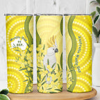 Australia Wattle Day Skinny Tumbler Sulphur-crested Cockatoo Aboriginal Pattern