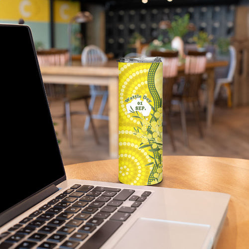 Australia Wattle Day Skinny Tumbler Sulphur-crested Cockatoo Aboriginal Pattern