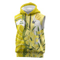Australia Wattle Day Sleeveless Hoodie Sulphur-crested Cockatoo Aboriginal Pattern