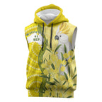 Australia Wattle Day Sleeveless Hoodie Sulphur-crested Cockatoo Aboriginal Pattern